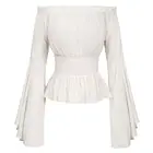 Женская в готическом стиле, стиле ренессанс блузка с расклешенными рукавами и оборками, корсет с открытыми плечами, средневековый костюм для косплея в викторианском стиле, Пиратская рубашка