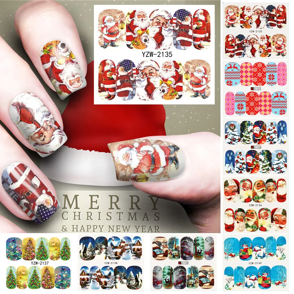 

1 лист 3D наклеек для ногтей Рождественские снежинки дизайнерские клейкие переводки для ногтей Переводные летние слайдеры украшения для ног...
