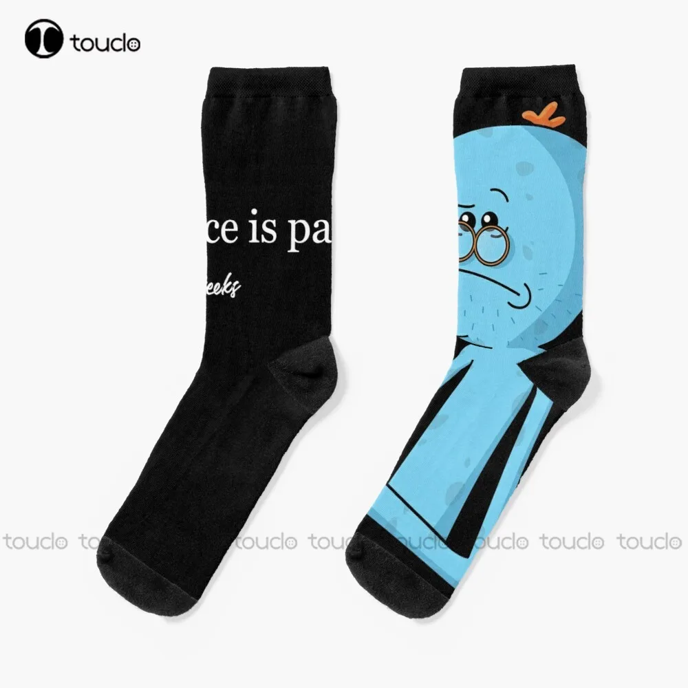 

Existence Is Pain - Mr Meeseeks Socks Football Socks Youth Boys Personalized Custom Unisex Adult Teen Youth Socks Funny Sock