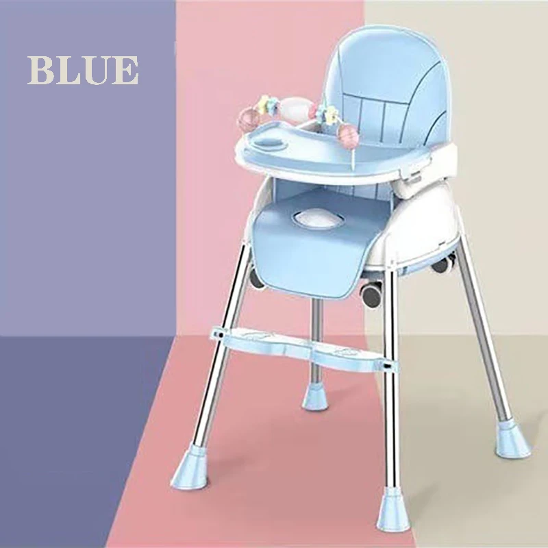 구매 휴대용 아기 식사 높은 의자 접이식 다기능 어린이 식사 의자, 유아 부스터 좌석 높이 조절 가능 바퀴