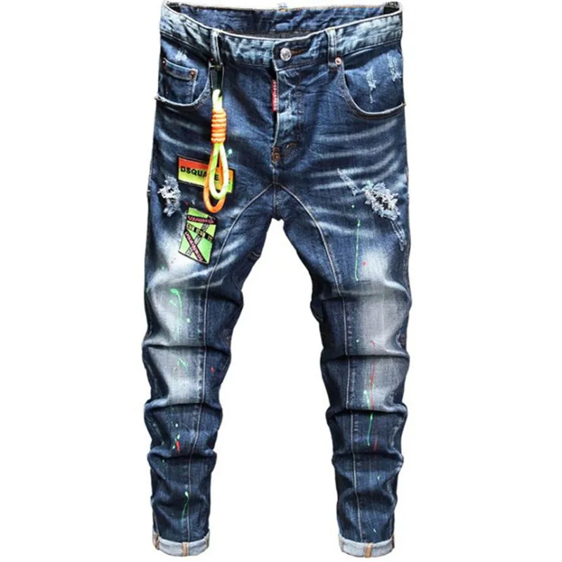 

New Dsquared2 European and American fashion brand DSQ badge lanyard hole patch repair elastic mid-waist men's D2