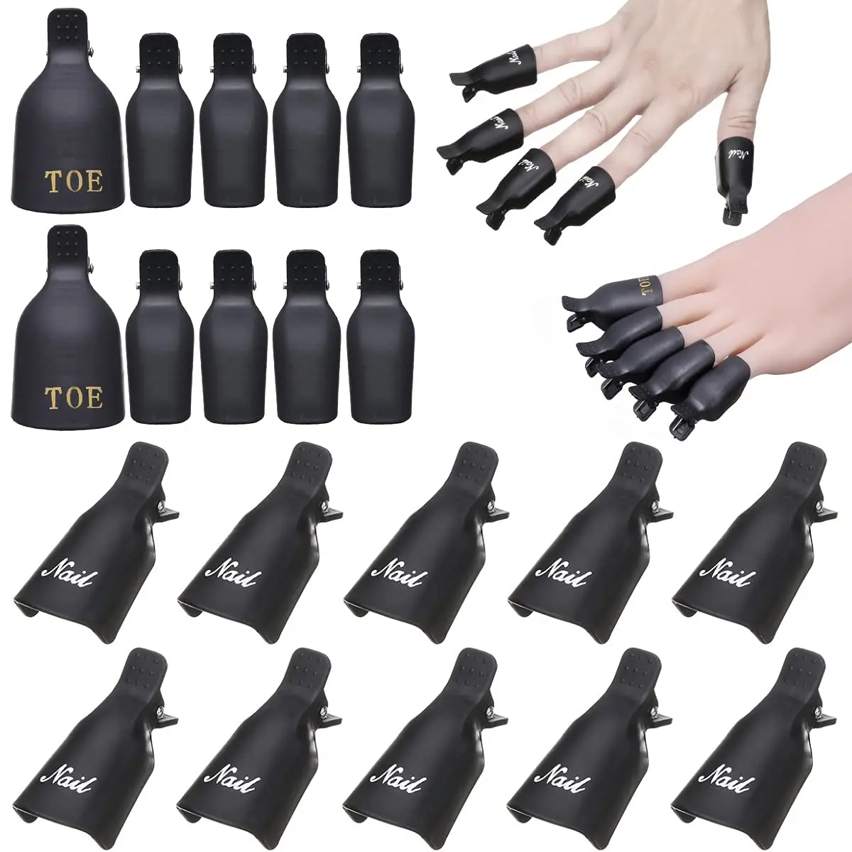 

20 PCS Nail Polish Remover Clips,Toenail and Finger Gel Nail Polish Remover Clips Acrylic Nail Art Soak Off Clip Caps