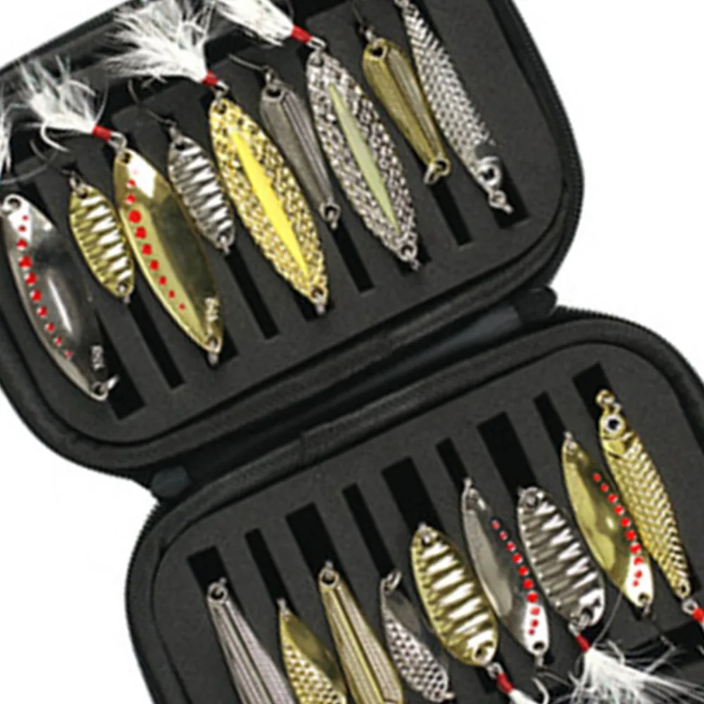 18pcs Fishing Spinner Spoons Lures Metal Baits Set With Storage Bag Case Artificial Wobbler Spinnerbait Tackle | Спорт и развлечения