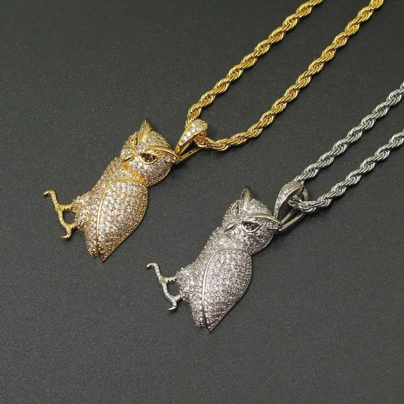 

Ladies Fashion Cute Owl Necklace Golden Zircon Pendant Necklace Jewelry Romantic Gift