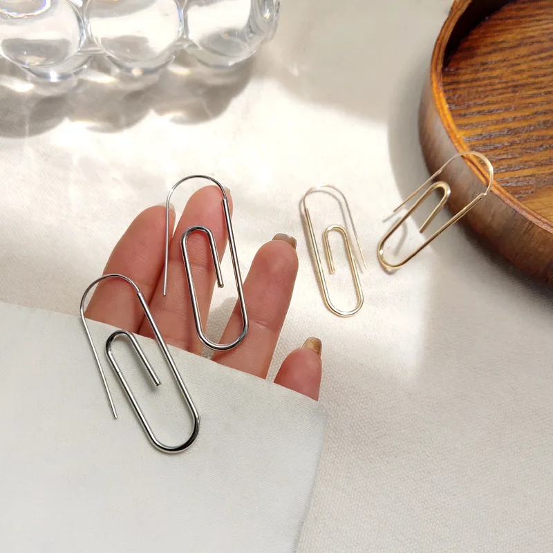 

French Retro Personality Geometric Paper Clip Earrings Net Red New Design Paper Clip Earrings Fashion Earrings