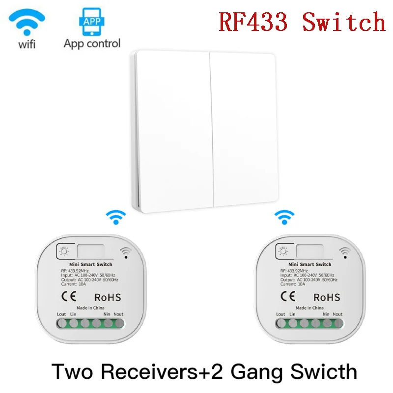 

New Smart RF433 Wireless Switch No Battery Remote Control Wall Light Switch Self Powered No Wiring Needed Wall Panel Transmitter