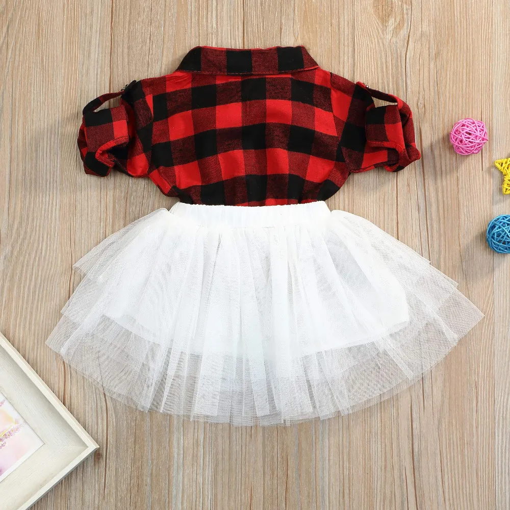 Комплект одежды из 2 предметов для маленьких девочек клетчатая фланелевая