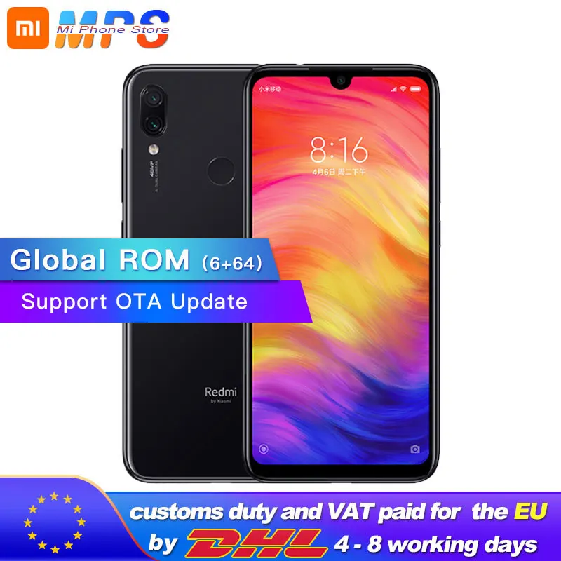 Глобальный Встроенная память Xiaomi Redmi Note 7 64 Гб 4 Оперативная Мобильный телефон