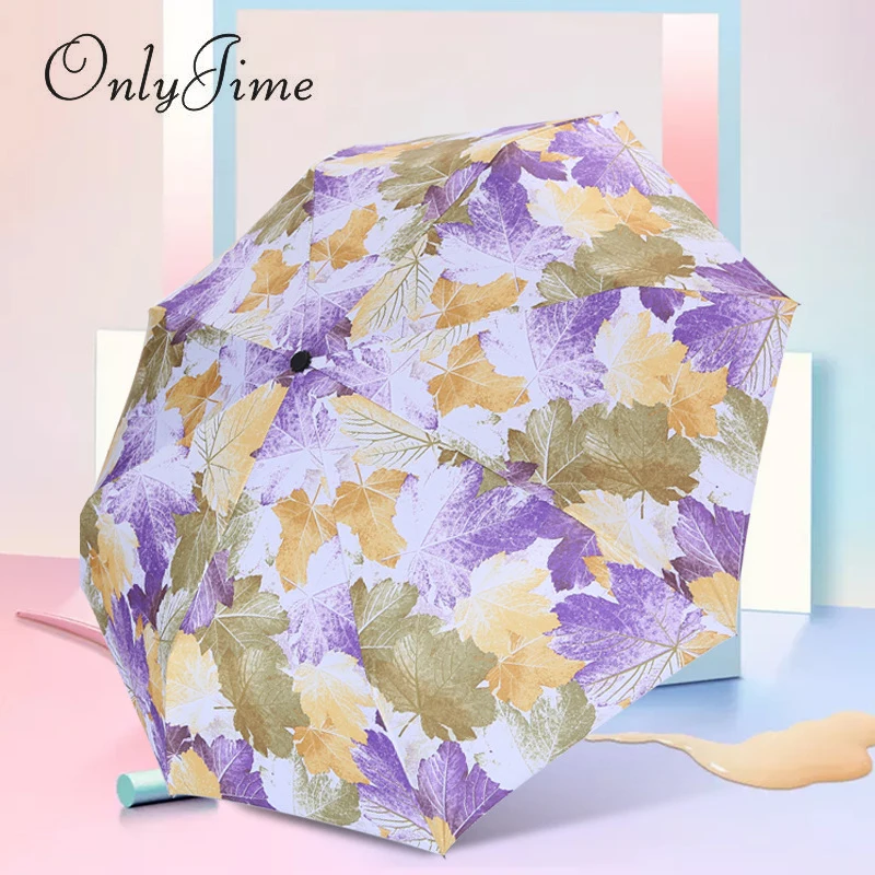 Только Jime креативный зонтик с Кленовым листом три сложения черное покрытие