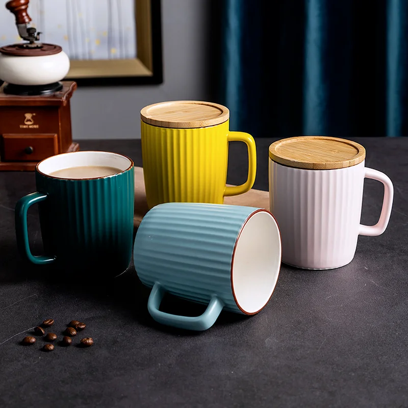 400 мл креативная однотонная керамическая чашка в скандинавском стиле с ручкой