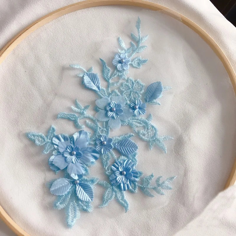 1 шт. цветок 3D кружево аппликация бисером вышитый материал отделка для свадебного