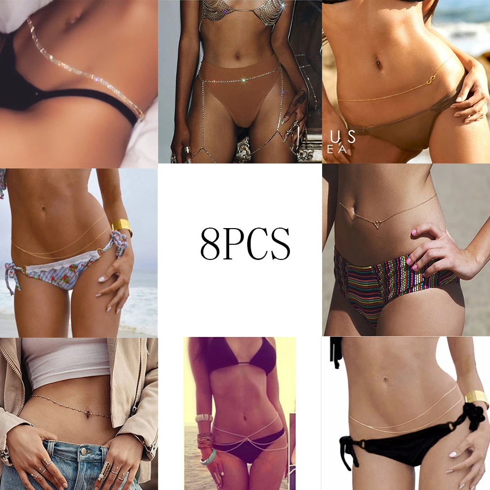 Цвета: золотистый серебристый Цвет 8 шт. живота талии цепи для сексуальных женщин