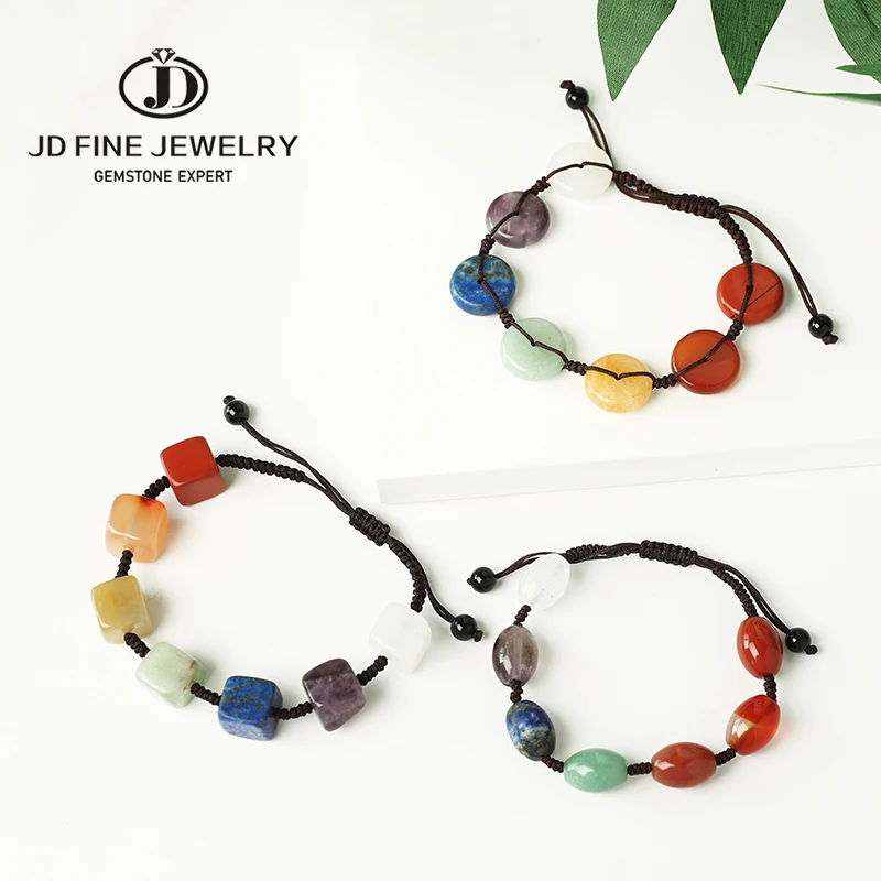 

Натуральный кристалл JD, семь цветов, драгоценный камень, 7 чакр, исцеляющий камень, браслет, Йога, рейки, исцеление гадания, регулируемые ювел...