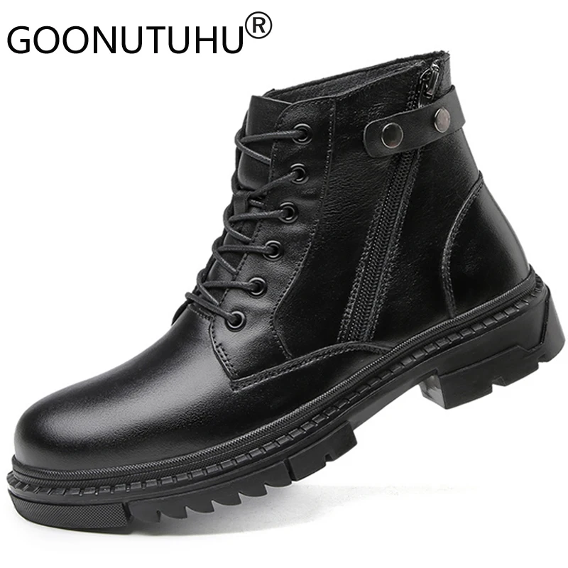 Мужские повседневные ботинки до щиколотки коричневые из натуральной кожи