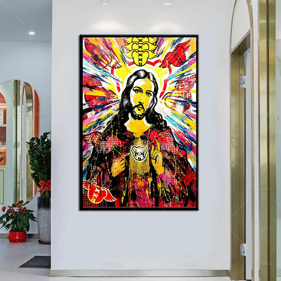

Abstract Graffiti Jesus Canvas Paintings On The Wall Art Posters And Prints Graffiti Religion Canvas Picture Home Wall Decor