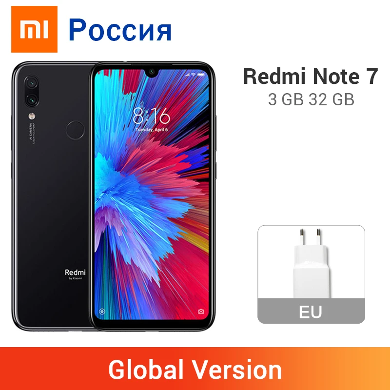 Xiaomi Redmi Note 7 смартфон с восьмиядерным процессором Snapdragon 660 ОЗУ 3 ГБ ПЗУ 32 4000 мАч