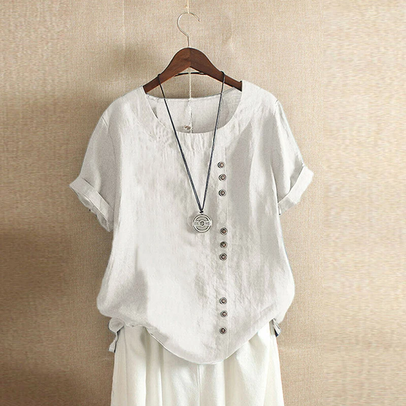 

Blouses Woman Summer O-Neck Big Size Tunic Tops 2020 Casual Short Sleeve Oversize Blouse Blusa Feminina