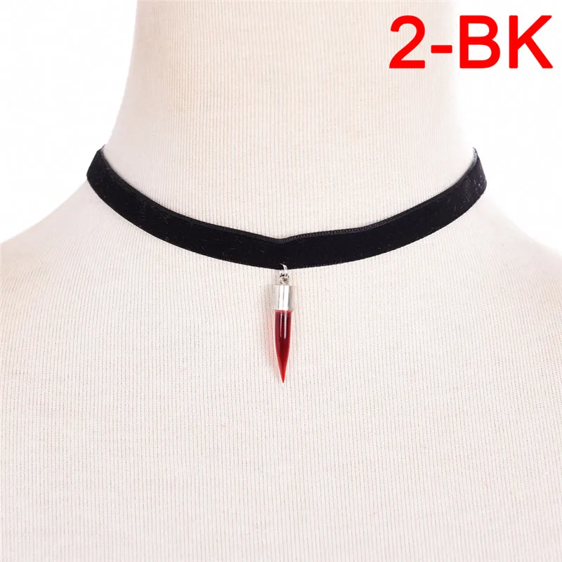 

Blood Sucker Leech Blood Glass Bottles Necklaces Halloween Gifts New Vintage Vampire Diaries Pendant Black Lace Choker Necklace