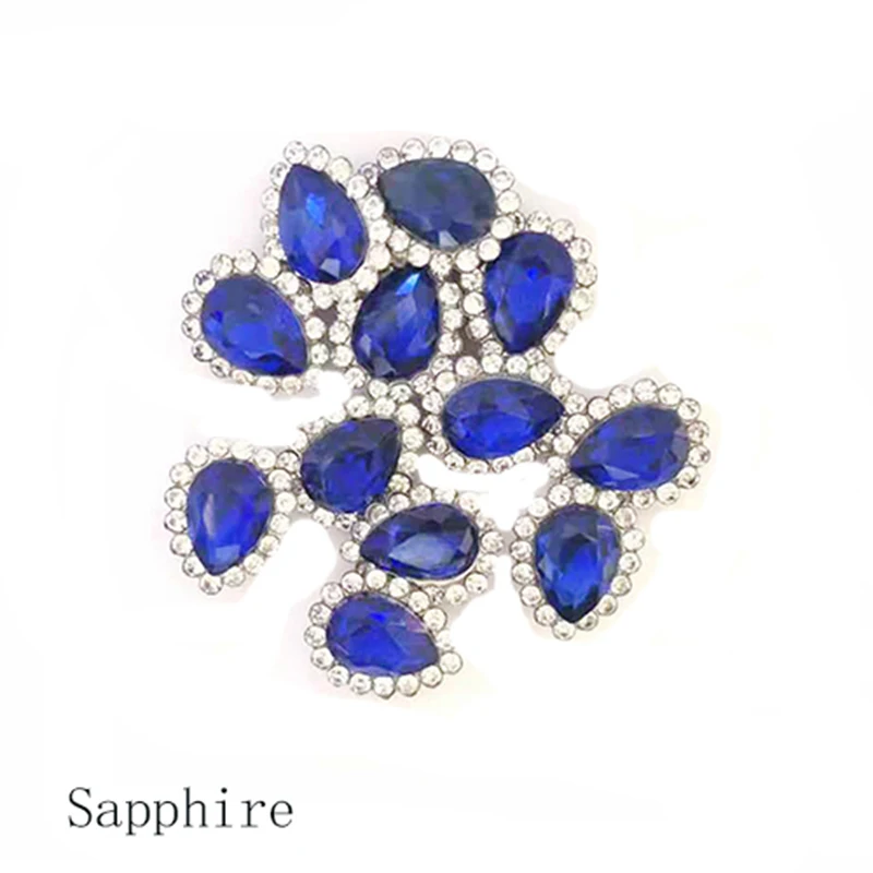 Sapphire 50 шт 11x14 мм каплевидные цветные пришивные стразы с кружевным когтями стеклянные цвета северного сияния пришить коготь стразы для свадебного платья - Цвет: Sapphire