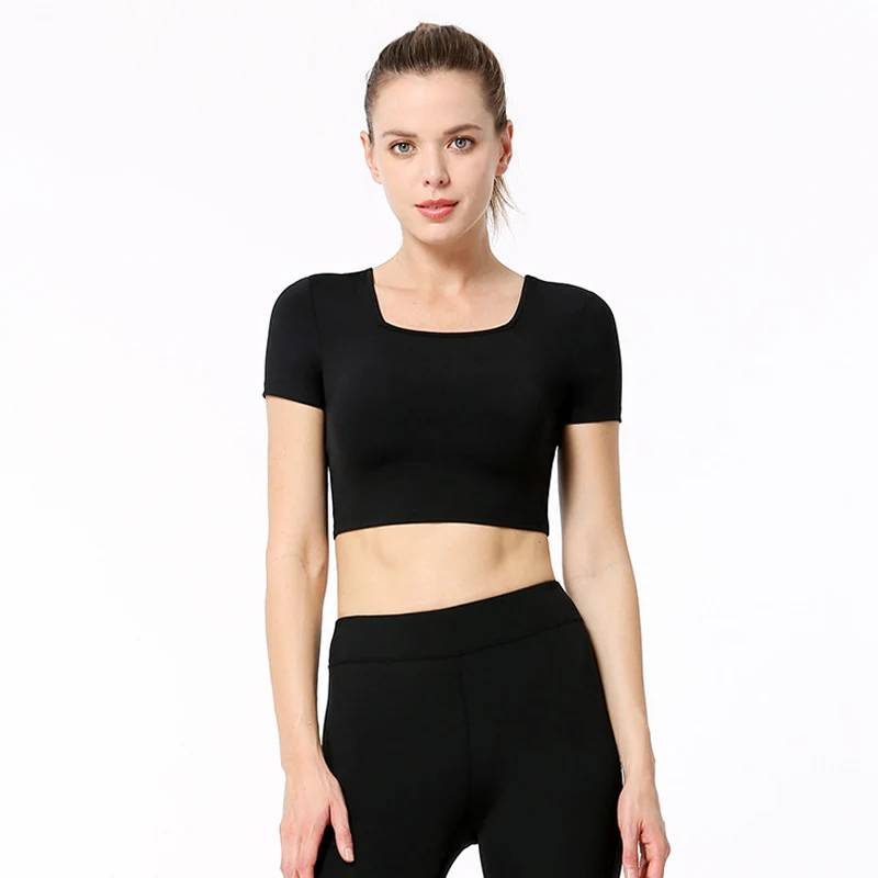 

Nylon short-sleeved yoga top women's beauty back split yoga clothes tops sports T-shirts running fitness clothes yoga T-shirts