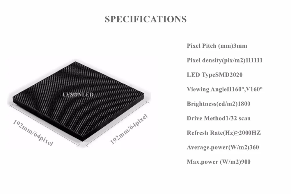 LYSON светодиодный цены по прейскуранту завода-изготовителя в помещении HD P3 SMD полноцветный светодиодный дисплей Цвет светодиодный Дисплей модуль 64x64 Пиксели, 3-в-1 внутренний P3 Светодиодный модуль RGB 192*192 мм