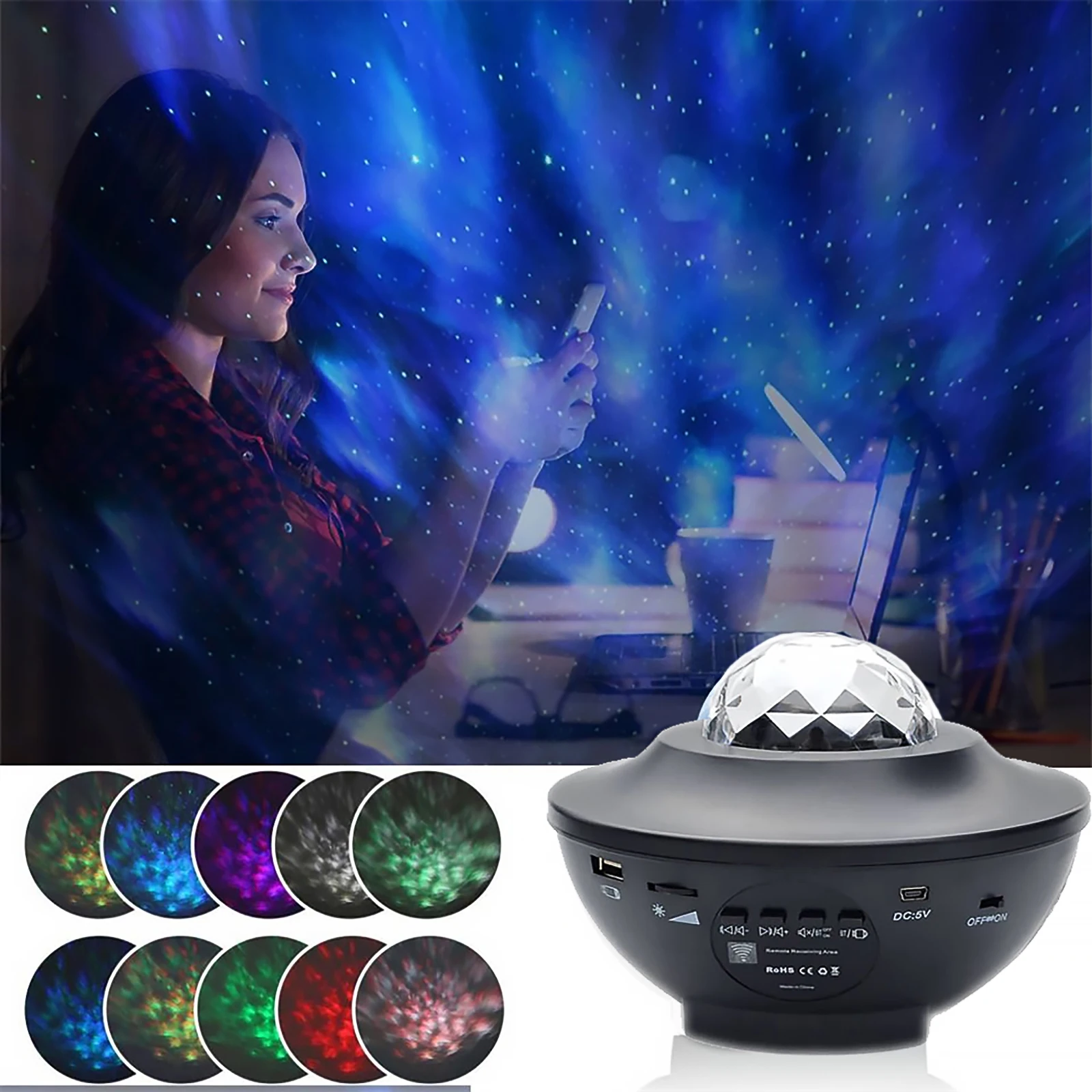 

USB Star Projection Light Bluetooth Music Light Star Night Light Bluetooth Floodlight Remote Control USB Ambient Light
