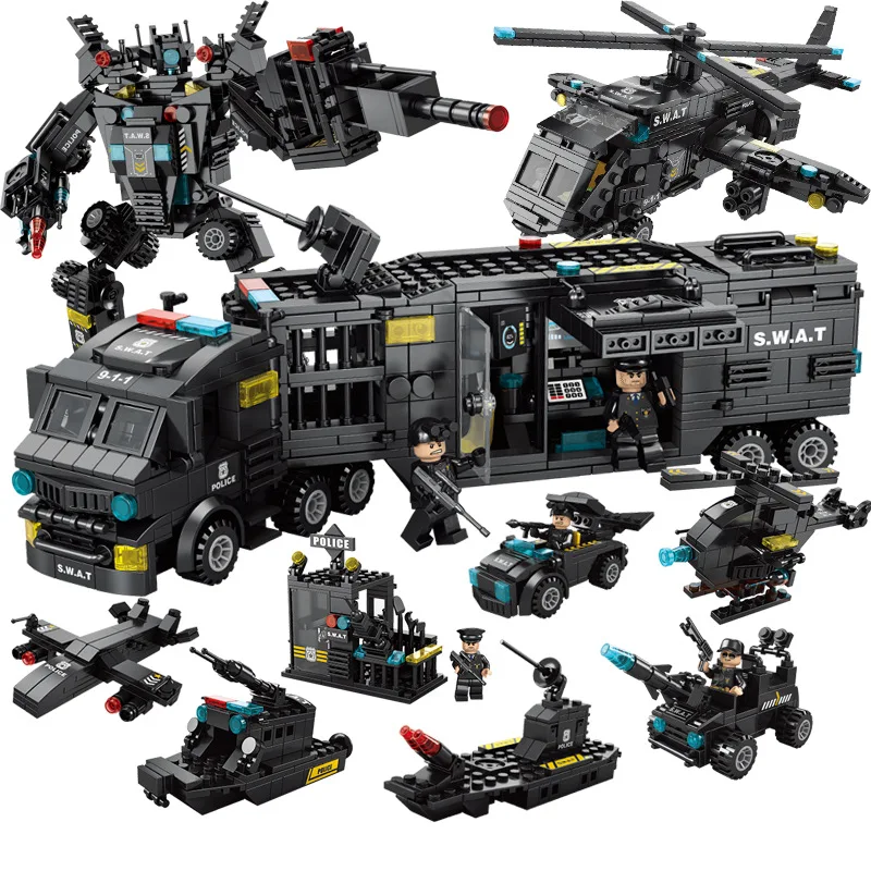 Совместим с конструктором Lego игрушка Swat авиаперевозчик боевая группа черный