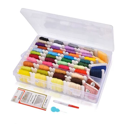 Embroidery Starter Kit For Beginners With Storage Box Pen Needle 50/108 Color Threads Cross Stitch Tools Mom DIY Sewing Set | Дом и сад