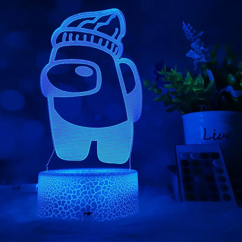 

Hot Friends Game 3D Illusion Desktop Lamp Among Us LOGO LED Sensor Lights Coffee Table Decor Atmosphere Bedside Night Lamps
