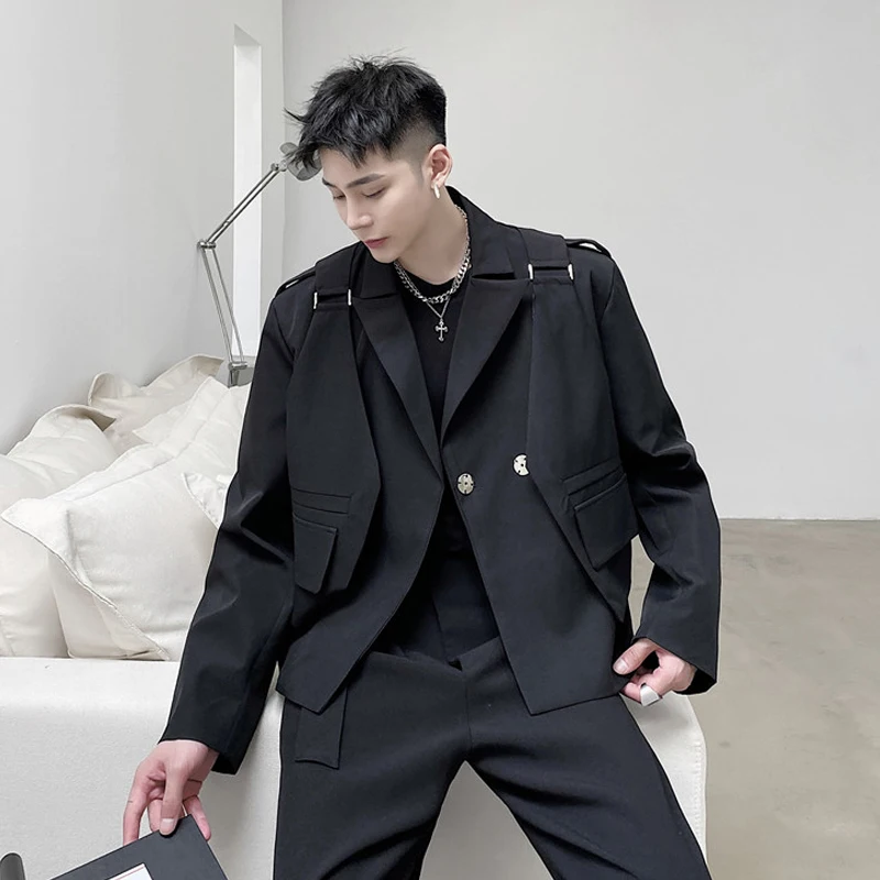 

Блейзер Мужской Повседневный свободного кроя, модный простой Блейзер оверсайз с длинным рукавом, одежда в Корейском стиле DB60XF