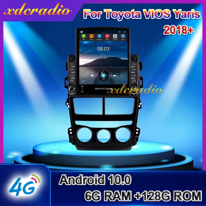 

Автомагнитола Xdcradio с вертикальным экраном 10,4 дюйма в стиле Tesla, Android 10,0, DSP, мультимедийный видеоплеер для Toyota VIOS Yaris 2018 +