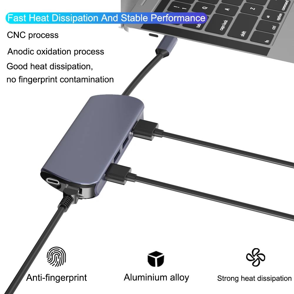 USB C концентратор FSU к HDMI RJ45 PD VGA Кардридер Все в одном 3 0 адаптер usb-хаб для Macbook Pro
