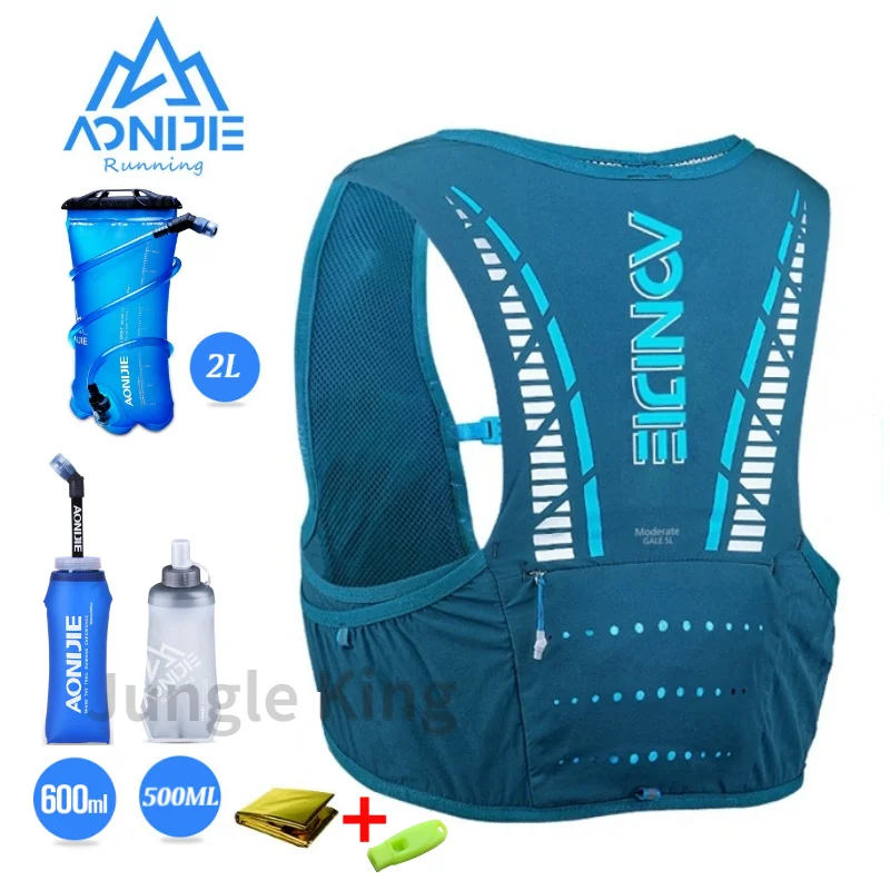 AONIJIE DarkBlue C933S 500ML 600ML Outdoor Sports 5L Backpack Hydration Pack Rucksack Bag Vest Harness for Marathon Running 2L