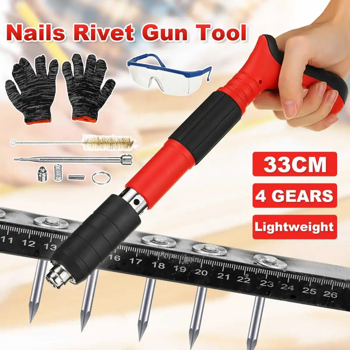 

4 Gears Adjustable Upgraded Steel Nails Guns Rivet Tool Low Noise Concrete Wall Anchor Wire Slotting Device Metalworking Tool