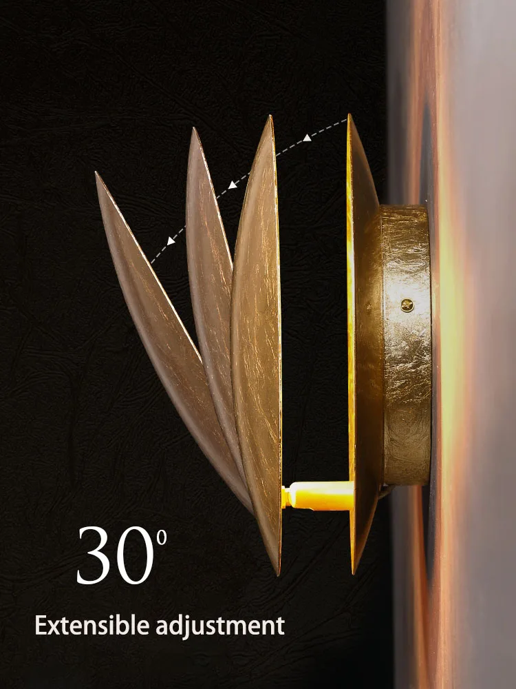 

Lunar eclipse wall lamp, modern bedroom living room study creative personality round net red light luxury wall lamp