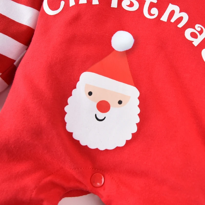 

3-18M Newborn Santa Claus Baby Romper Striped Romper With Hat Red 100cm