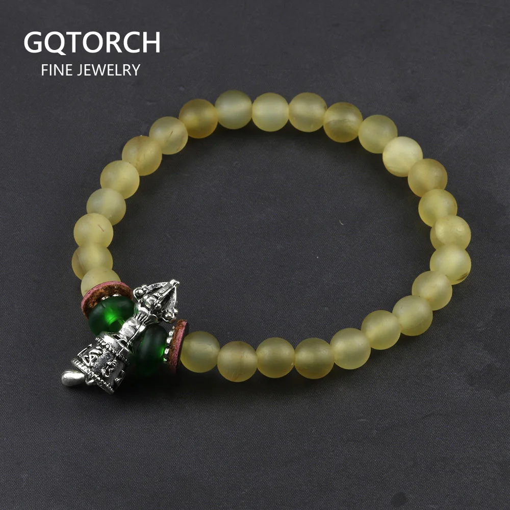 Тибетский буддизм Ваджра очарование Аутентичные козы рога бусы браслеты Ом Мани