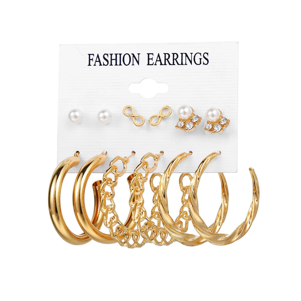 2021 Trend Fashion Geometric Hoop Earrings Set for Women Vintage Punk Gold Metal Circle Brincos Female Jewelry | Украшения и