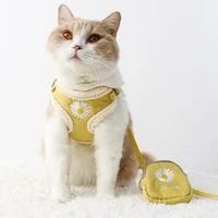 supplies for cats kittens embroidery cat chest harness and leash set small lead puppy pet harness breast band with treats bag