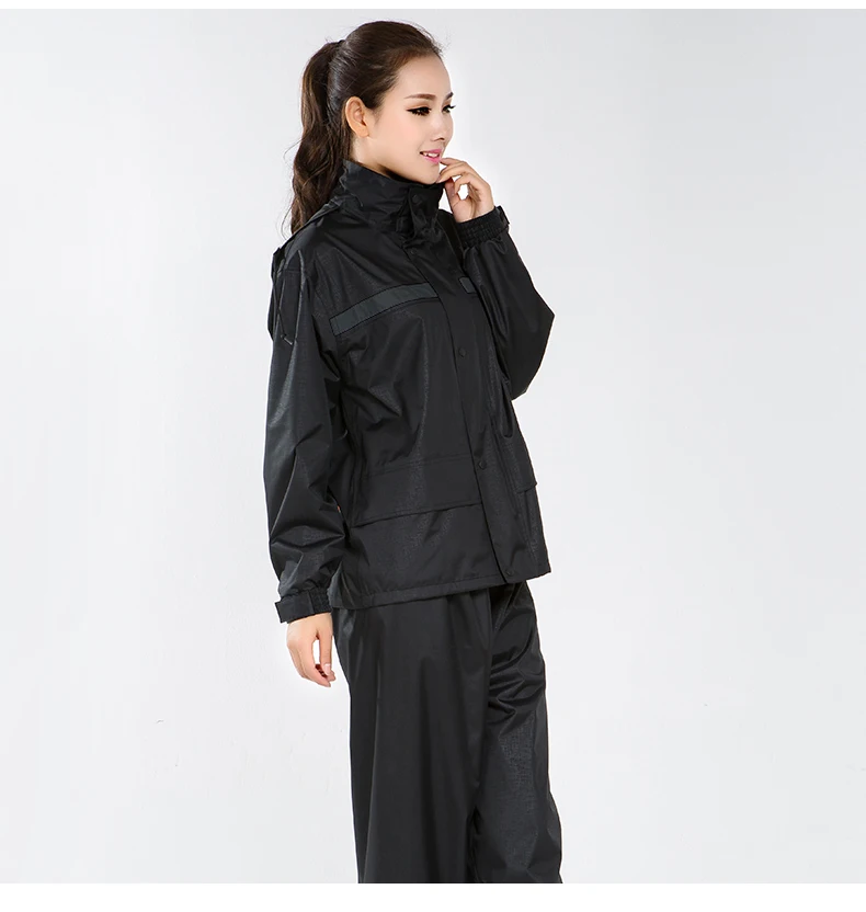 

Black Reflective Raincoats Men Women Suit Fashion Hiking Breathable Design Raincoats Hooded Capa De Chuva Household Goods DG50R