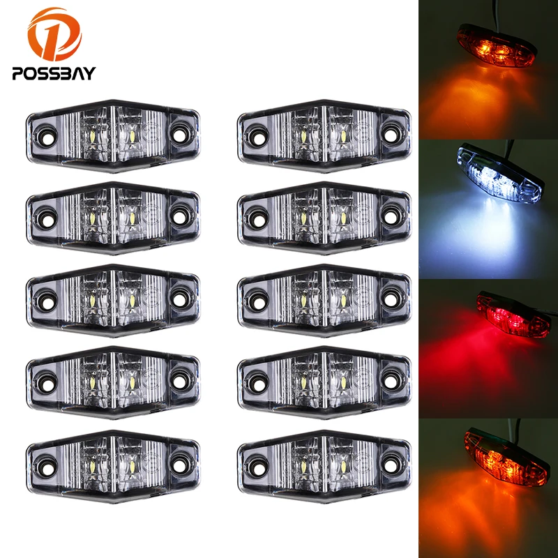 

Боковая лампа POSSBAY 10x для автомобиля, грузовика, светодиодный габаритных лампы, 12 В, 24 В, светосветильник индикатор 10-30 в, овального типа, внеш...