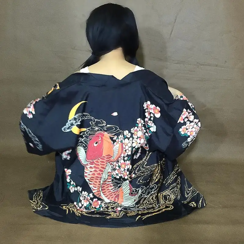 

Japanese Kimono Women Yukata Female Summer Beach Kimono Cardigan Haori Obi Japanese Traditional Kimono Streetwear Shirt Cover Up