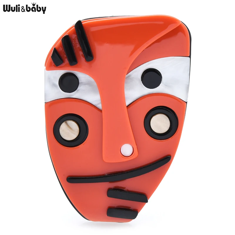 

Wuli&baby Acrylic Face Brooches For Women Men Abstract Picture Figure Party Casual Brooch Pin Gifts