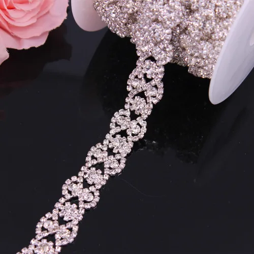 Crystal Trimming 15 2,1 см ширина Серебряные Кристаллы для свадебного платья Пояс Свадебная цепочка отделка конский глаз форма горный хрусталь отделка пришить одежду DIY Одежда - Цвет: Crystal Trimming 15
