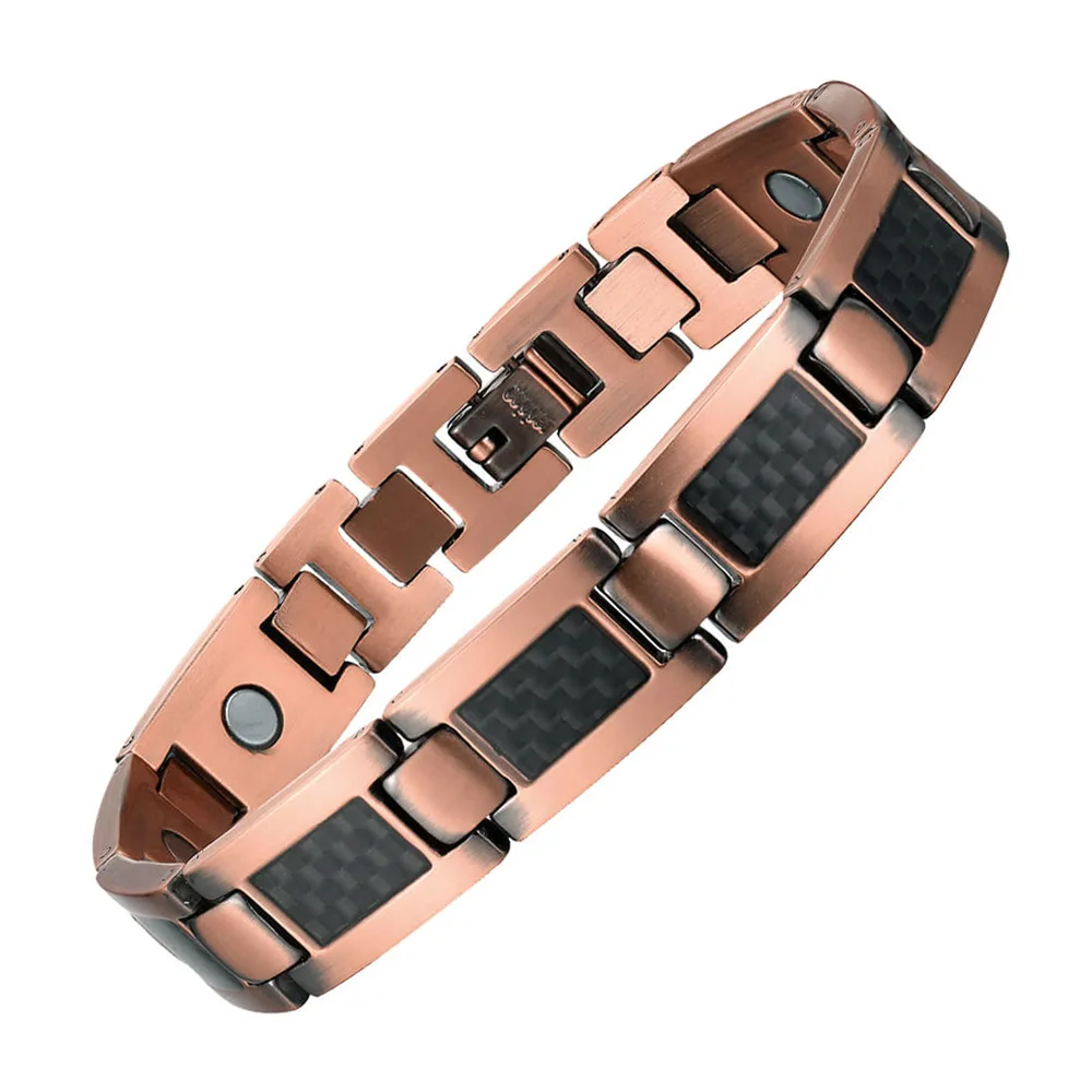 

Vintage Pure Copper Magnetic Bracelet Germanium Carbon Fiber Men's Bracelets