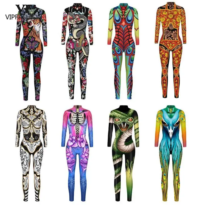 Модный костюм VIP на Хэллоуин женские костюмы для косплея с 3D принтом животных