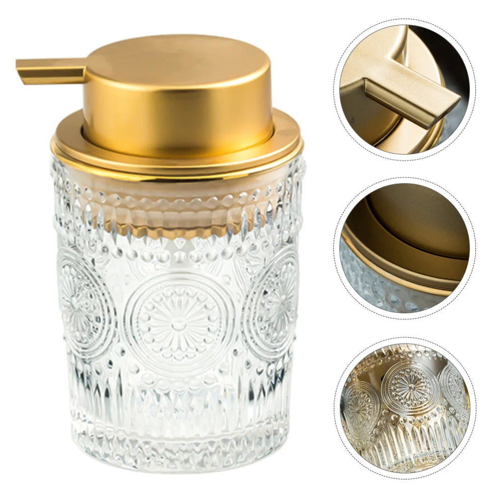 

1PC Delicate Shampoo Shower Press Bottle Bathroom Glass Liquid Soap Bottle