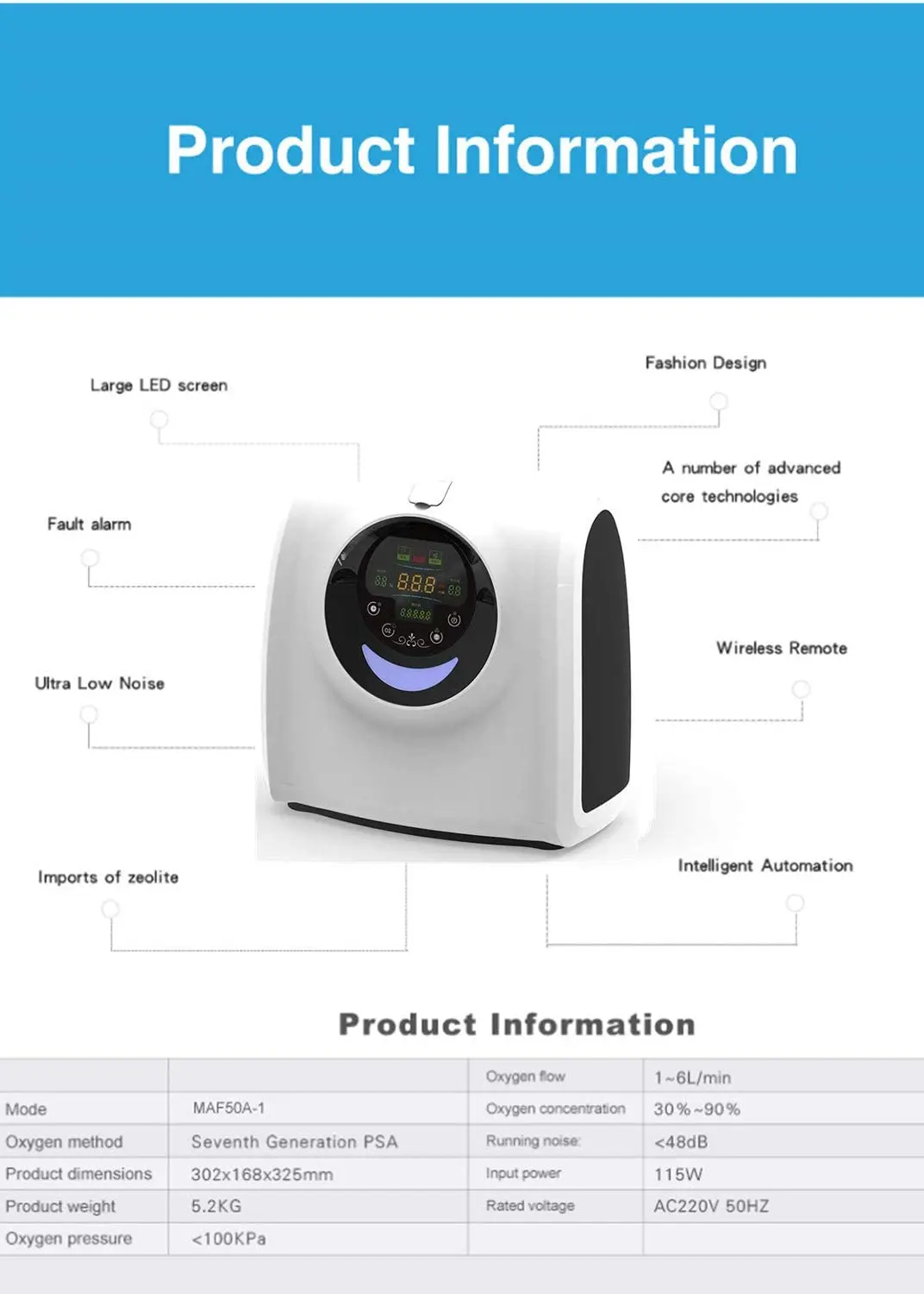 

1-6L/Min Oxygen Generator O2 Concentrator Home Portable Air Purifier Machine with Anion and Nebulizer Function