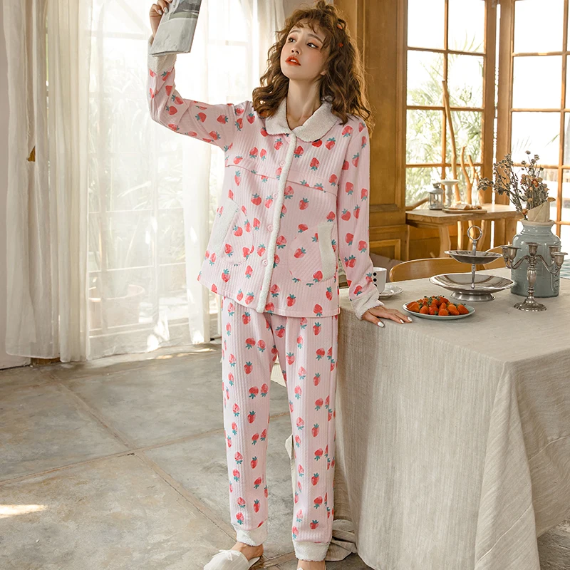 Пижамный комплект для беременных хлопковый кардиган + брюки одежда сна кормящих