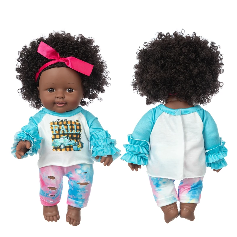 

New 12Inch Black doll Movable Joint Toy Christmas Best Gift For Baby Girl Mini Cute Explosive hairstyle Doll Children Gift